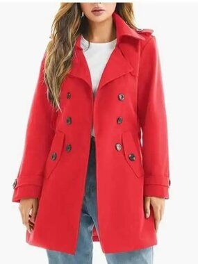 Women's Stunning Red Cotton Belted Trench Coat